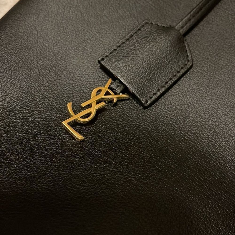 SAINT LAURENT North/South Leather Shopping Bag Tote w/ pouch - Picture 12 of 16